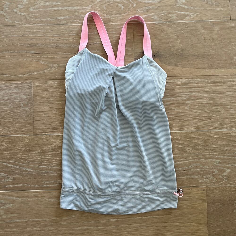 Lululemon Rest Less Tank Heathered Light Grey Wee Stripe